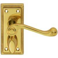 Loops PAIR Reeded Design Scroll Lever on Bathroom Backplate 112 x 48mm Polished Brass in Metallics