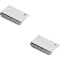 Loops 2x Semi Concealed Cabinet Finger Pull Handle 52mm Fixing Centres Polished Chrome