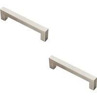 Loops 2x Square Linear Block Pull Handle 142 x 14mm 128mm Fixing Centres Satin Steel in Metallics