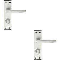 Loops 2x PAIR Straight Handle on Bathroom Backplate 152 x 38mm Satin Aluminium