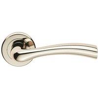 Loops PAIR Curved Flowing Flared Handle Concealed Fix Round Rose Polished Nickel in Metallics