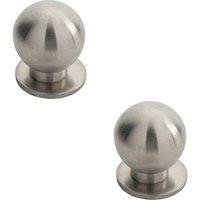 Loops 2x Small Solid Ball Cupboard Door Knob 30mm Dia Stainless Steel Cabinet Handle in Metallics