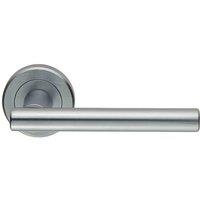 Loops PAIR Straight T Bar Handle on Round Rose Concealed Fix Satin Chrome