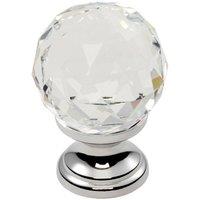 Loops Faceted Crystal Cupboard Door Knob 31mm Dia Polished Chrome Cabinet Handle