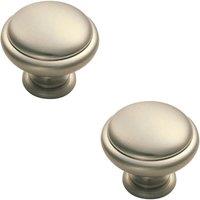 Loops 2x Domed Top Cupboard Door Knob 34mm Diameter Satin Nickel Cabinet Handle in Metallics