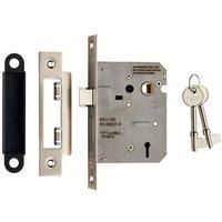 Loops Locking 3 Lever Door Sashlock Latch Square Forend 76mm Satin Nickel in Metallics