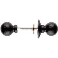 Loops PAIR Round Ball Rimmed Mortice Door Knob 60mm Diameter Black Antique Handle