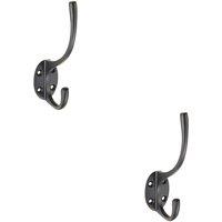 Loops 2x Victorian Hat & Coat Hook on Oval Backplate 64mm Projection Matt Black