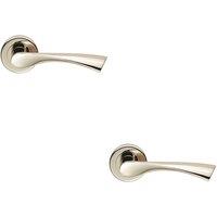 Loops 2x PAIR Angular Twisted Handle on Round Rose Concealed Fix Polished Nickel in Metallics