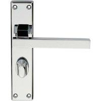 Loops PAIR Straight Square Handle on Bathroom Backplate 180 x 40mm Polished Chrome
