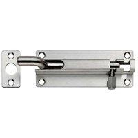 Loops Cranked Barrel Surface Mounted Door Bolt Lock 100 x 38mm Satin Stainless Steel in Metallics