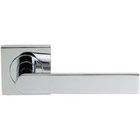 Loops PAIR Flat Rectangular Bar Lever on Square Rose Concealed Fix Polished Chrome