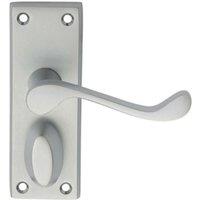 Loops PAIR Victorian Scroll Handle on Privacy Backplate 118 x 43mm Satin Chrome