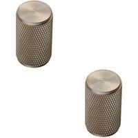 Loops 2x Knurled Cylindrical Cupboard Door Knob 18mm Dia Satin Nickel Cabinet Handle in Metallics