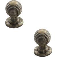 Loops 2x Textured Reeded Ball Cupboard Door Knob 23mm Dia Florentine Bronze Handle