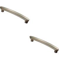 Loops 2x Ridge Design Curved Cabinet Pull Handle 160mm Fixing Centres Satin Nickel in Metallics
