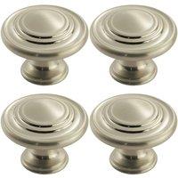 Loops 4x Round Ringed Pattern Door Knob 32mm Diameter Satin Nickel Cabinet Handle in Metallics
