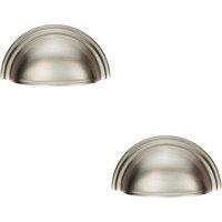 Loops 2x Victorian Cup Pull Handle Satin Nickel 92 x 46mm 76mm Fixing Centres in Metallics