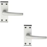Loops 2x PAIR Straight Lever on Latch Backplate Door Handle 102 x 38mm Satin Aluminium