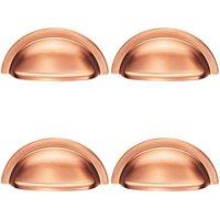 Loops 4x Cabinet Cup Pull Handle 91 x 45mm 76mm Fixing Centres Satin Copper