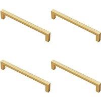 Loops 4x Square Block Pull Handle 170 x 10mm 160mm Fixing Centres Satin Brass in Metallics