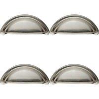 Loops 4x Cabinet Cup Pull Handle 94 x 41.5mm 76mm Fixing Centres Satin Nickel in Metallics