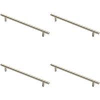 Loops 4x Round T Bar Cabinet Pull Handle 284 x 12mm 224mm Fixing Centres Satin Nickel in Metallics