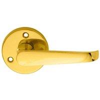 Loops PAIR Victorian Straight Shaped Lever on 59mm Round Rose Polished Brass Handle in Metallics