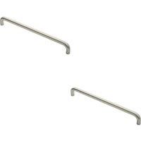Loops 2x Round D Bar Pull Handle 22mm Dia 450mm Fixing Centres Satin Stainless Steel in Metallics