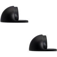 Loops 2x Floor mounted Oval Doorstop 44 x 22mm Matt Black Half Moon Stopper
