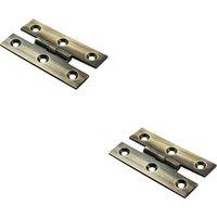 Loops 2x PAIR 63 x 38 x 2mm H Pattern Cabinet Hinge Antique Brass Cupboard Door in Metallics