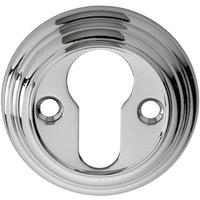 Loops 55mm Euro Profile Round Escutcheon Reeded Design Polished Chrome Keyhole Cover