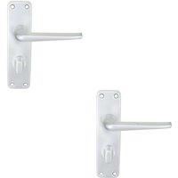 Loops 2x PAIR Straight Tapered Lever on Bathroom Blackplate 152 x 41mm Satin Aluminium in Black