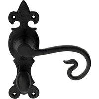 Loops PAIR Forged Curled Lever Handle on Bathroom Backplate 167 x 51mm Black Antique