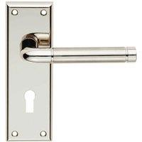 Loops PAIR Round Bar Handle on Lock Backplate 150 x 50mm Polished & Satin Nickel in Metallics