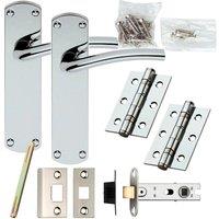 Loops Door Handle & Latch Pack Chrome Rounded Arched Lever on Backplate 170 x 42mm