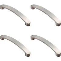 Loops 4x Flat Fronted Bow Pull Handle 140 x 12mm 128mm Fixing Centres Satin Nickel in Metallics