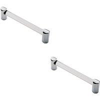 Loops 2x Round Tube Pull Handle 148 x 16mm 128mm Fixing Centres Clear & Chrome