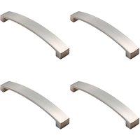 Loops 4x Flat Curved Bow Pull Handle 238 x 25mm 224mm Fixing Centres Satin Nickel in Metallics
