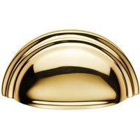 Loops Victorian Cup Pull Handle Polished Brass 92 x 46mm 76mm Fixing Centres in Metallics