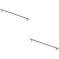 Loops 2x Round T Bar Cabinet Pull Handle 444 x 12mm 384mm Fixing Centres Satin Nickel in Metallics