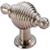 Loops Reeded Beehive Style Cabinet Door Knob with Finials 26mm Dia Rose Satin Nickel in Metallics