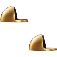 Loops 2x Floor mounted Oval Doorstop 44 x 22mm Satin Brass Half Moon Stopper in Metallics