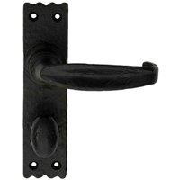 Loops PAIR Creased Style Lever on Slim Bathroom Backplate 156 x 38mm Black Antique