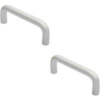 Loops 2x Rounded D Shaped Bar Handle 150mm x 19mm Diameter Satin Anodised Aluminium