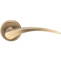 Loops PAIR Arched Tapered Handle on Round Rose Concealed Fix Antique Brass in Metallics