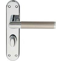 Loops Round Bar Lever on Bathroom Backplate Door Handle 180 x 40mm Chrome & Nickel in Metallics