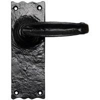 Loops PAIR Forged Straight Lever Handle on Latch Backplate 155 x 55mm Black Antique