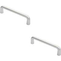 Loops 2x Rounded D Shaped Bar Handle 225 x 19mm Diameter Satin Anodised Aluminium