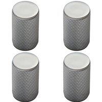 Loops 4x Knurled Cylindrical Cupboard Door Knob 18mm Dia Chrome Cabinet Handle